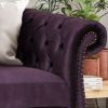 Luxurious 3-Seater Purple Velvet Sofa, Featuring a Classic Design with Modern Elegance, Perfect for Adding Sophistication and Style to Any Living Room