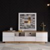 Modern TV stand for TVs up to 80'' , Media Console with Multi-Functional Storage, Entertainment Center with Door Rebound Device