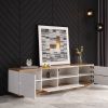 Modern TV stand for TVs up to 80'' , Media Console with Multi-Functional Storage, Entertainment Center with Door Rebound Device