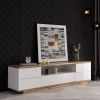 Modern TV stand for TVs up to 80'' , Media Console with Multi-Functional Storage, Entertainment Center with Door Rebound Device