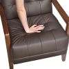 Modern Style Accent Chair Dark Brown Leather Upholstered Tufted Detail Walnut Finish Wood Furniture 1pc