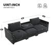 96*35''Chenille Sectional Sofa with Bluetooth Speaker,Comfy Cloud Couch Set with Drop Down Table,Cup Holders,USB Charger,Storage Armrest