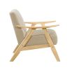 Modern Home Furniture Light Brown Fabric Upholstered 1pc Accent Chair Cushion Back and Seat Natural Finish Solid Rubber Wood Furniture