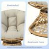 40" Ergonomic Wicker Chair with Cloud Thick Density Fabric Cushion,3-proof Cover,High Capacity Iron Frame,Fluid 360 Degree Swivel for Reading
