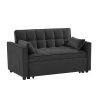Modern Velvet Loveseat Futon Sofa Couch w/Pullout Bed,Small Love Seat Lounge Sofa w/Reclining Backrest,Toss Pillows, Pockets,Furniture for Living Room