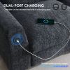 96*35''Chenille Sectional Sofa with Bluetooth Speaker,Comfy Cloud Couch Set with Drop Down Table,Cup Holders,USB Charger,Storage Armrest