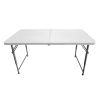 Techni Home 4 FT Granite White Adjustable Height Folding Table with Easy-Carry Handle