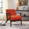 Modern Home Furniture 1pc Accent Chair Cushion Seat Back Orange Upholstery Solid Wood Frame