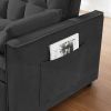 Modern Velvet Loveseat Futon Sofa Couch w/Pullout Bed,Small Love Seat Lounge Sofa w/Reclining Backrest,Toss Pillows, Pockets,Furniture for Living Room