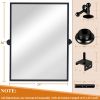 36"*24"Iron Right-angled Rectangular Black Rotating Hardware Wall Mirror Decorative Bathroom Mirror with Elegant Scalloped Design