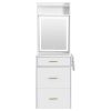 Small Vanity Desk with Mirror and Light, Dressing Table with Charging Station & Fold-up Panel for Small Space