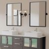 36"*24"Iron Right-angled Rectangular Black Rotating Hardware Wall Mirror Decorative Bathroom Mirror with Elegant Scalloped Design