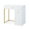 31.5" Makeup Vanity Desk with Lighted Mirror, Luxury Dressing Table with 2 Drawers and 1 Cabinet, 3 Lighting Modes Available for Bedroom, White-Gold