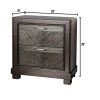 Espresso Color 1pc Nightstand V-Shape Plank Design Bedroom Furniture Bedside Table Nickel Bar Pull Solidwood 2- Storage Drawers
