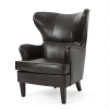 Elegant High Back Chair in Dark Brown PU Leather, Luxurious and Comfortable Design