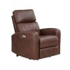 Power Lift Chair Brown Breathable Faux Leather Upholstery Transitional Living Room Furniture 1pc Power Reclining Motion