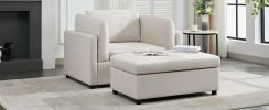 Modern Oversized Armchair with Ottoman, Single Sofa with Lumbar Support, Accent Chair, Reading Chair for Bedroom, Living Room, Cream