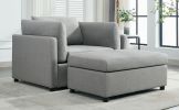 Modern Oversized Armchair with Ottoman, Single Sofa with Lumbar Support, Accent Chair, Reading Chair for Bedroom, Living Room, Light Grey