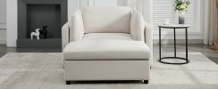Modern Oversized Armchair with Ottoman, Single Sofa with Lumbar Support, Accent Chair, Reading Chair for Bedroom, Living Room, Cream