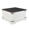 Farmhouse Coffee Table, Square Wood Center Table with Large Hidden Storage Compartment for Living Room