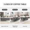 Modern Lift Top Coffee Table Multi Functional Table with Drawers in Gray & White