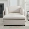 Modern Oversized Armchair with Ottoman, Single Sofa with Lumbar Support, Accent Chair, Reading Chair for Bedroom, Living Room, Cream