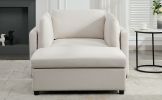 Modern Oversized Armchair with Ottoman, Single Sofa with Lumbar Support, Accent Chair, Reading Chair for Bedroom, Living Room, Cream