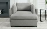 Modern Oversized Armchair with Ottoman, Single Sofa with Lumbar Support, Accent Chair, Reading Chair for Bedroom, Living Room, Light Grey