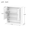Bathroom Wall Cabinet with Doule Mirror Doors and Shelvs