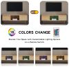 54.33" Rattan TV cabinet with variable color light strip, double sliding doors for storage, adjustable shelf, metal legs, TV console for living room