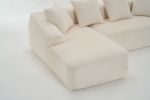LingYu023White Compression Sofa, Memory Foam 3-Seater Sofa, No Installation & Easy to Transport, Deep Seat Modern Sofa with Corduroy Fabric