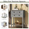 TREXM Narrow Console Table, Slim Sofa Table with Three Storage Drawers and Bottom Shelf for Living Room, Easy Assembly (Gray Wash)