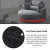 [Video] Welike Swivel Accent Barrel Modern Dark Grey Sofa Lounge Club Big Round Chair with Storage Ottoman Linen Fabric for Living Room Hotel with Pil