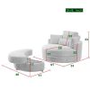 [Video] Welike Swivel Accent Barrel Modern Dark Grey Sofa Lounge Club Big Round Chair with Storage Ottoman Linen Fabric for Living Room Hotel with Pil
