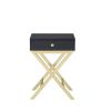Coleen Black & Brass Finish Accent Table