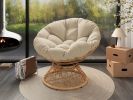 40" Ergonomic Wicker Chair with Cloud Thick Density Fabric Cushion,3-proof Cover,High Capacity Iron Frame,Fluid 360 Degree Swivel for Reading