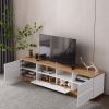 Modern TV stand for TVs up to 80'' , Media Console with Multi-Functional Storage, Entertainment Center with Door Rebound Device
