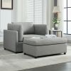 Modern Oversized Armchair with Ottoman, Single Sofa with Lumbar Support, Accent Chair, Reading Chair for Bedroom, Living Room, Light Grey
