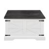 Farmhouse Coffee Table, Square Wood Center Table with Large Hidden Storage Compartment for Living Room