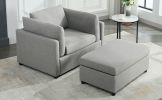 Modern Oversized Armchair with Ottoman, Single Sofa with Lumbar Support, Accent Chair, Reading Chair for Bedroom, Living Room, Light Grey