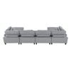 6pc Modular Sectional Set Gray Corduroy Upholstery 2x Armless Chairs 2x Corner Seats 2x Ottomans Pillows Living Room Furniture