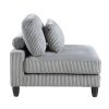 6pc Modular Sectional Set Gray Corduroy Upholstery 2x Armless Chairs 2x Corner Seats 2x Ottomans Pillows Living Room Furniture