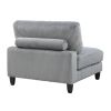 6pc Modular Sectional Set Gray Corduroy Upholstery 2x Armless Chairs 2x Corner Seats 2x Ottomans Pillows Living Room Furniture