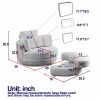 39"W Oversized Swivel Chair with moon storage ottoman for Living Room