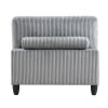 6pc Modular Sectional Set Gray Corduroy Upholstery 2x Armless Chairs 2x Corner Seats 2x Ottomans Pillows Living Room Furniture