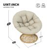 40" Ergonomic Wicker Chair with Cloud Thick Density Fabric Cushion,3-proof Cover,High Capacity Iron Frame,Fluid 360 Degree Swivel for Reading