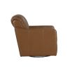 Luxurious Brown Swivel Chair Breathable Faux Leather Upholstered Channel Stitched Back Living Room Furniture 1pc