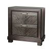 Espresso Color 1pc Nightstand V-Shape Plank Design Bedroom Furniture Bedside Table Nickel Bar Pull Solidwood 2- Storage Drawers
