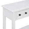 TREXM Rustic Console Table with Open Shelf, Rubber Wood Legs, Ideal for Entryways, Living Rooms, and Hallways (White)