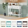 TREXM Rustic Console Table with Open Shelf, Rubber Wood Legs, Ideal for Entryways, Living Rooms, and Hallways (White)